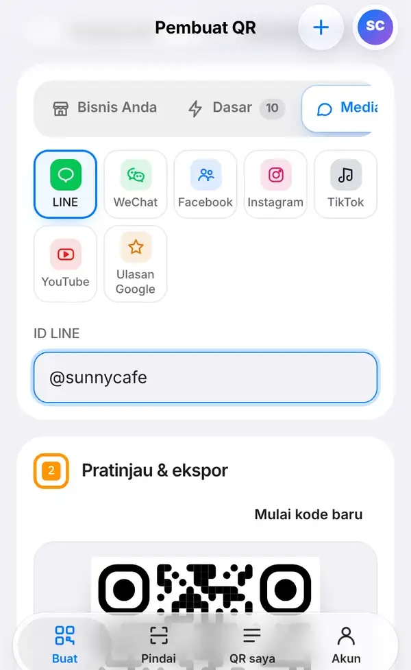 Kelompok Media sosial & ulasan dengan LINE, WeChat, Facebook, Instagram, TikTok, YouTube dan Ulasan Google