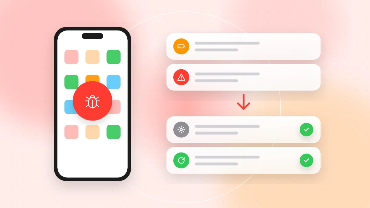 Illustration: a smartphone with a magnifying glass over its app list, one unknown app highlighted